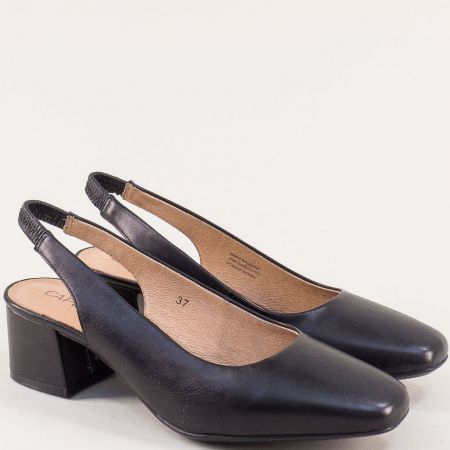 Дамски обувки с отворена пета в черна кожа на ток 9929500ch