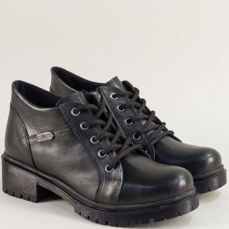 Анатомични дамски обувки от естествена кожа в черен цвят 916225ch