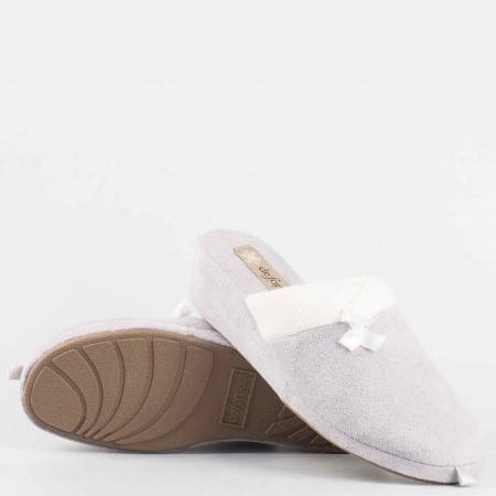 Домашни дамски пантофи  тип чехли  на удобно ходило от висококачествен текстил в сив цвят violedi70sv