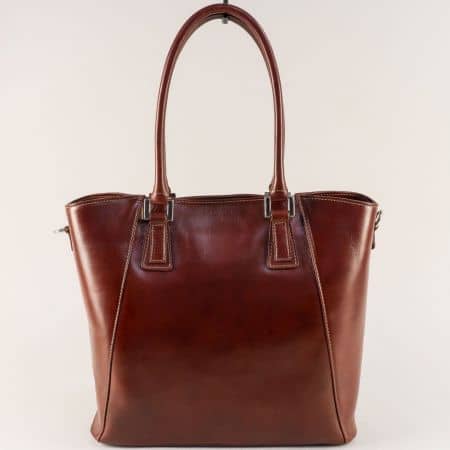 Ежедневна дамска чанта в кафяво от естествена кожа a077k