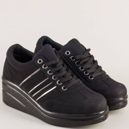 Спортни дамски обувки на платформа в черен цвят a101nch