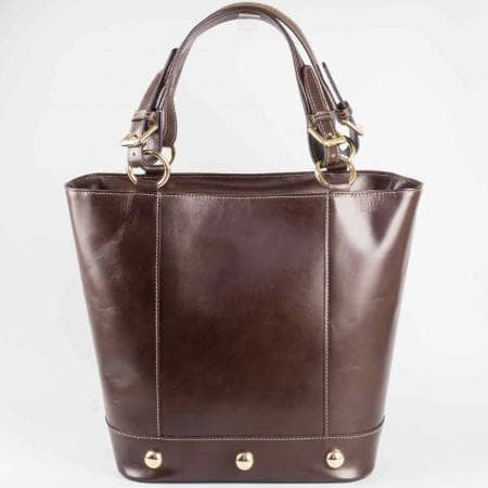Модерна дамска чанта в кафяво естествена кожа a138kk