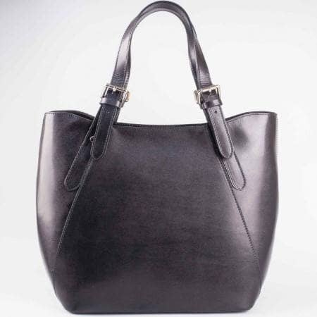 Стилна дамска чанта от естествена кожа с изчистена визия и регулиращи се дръжки a1433ch