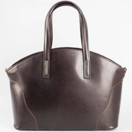 Дамска чанта от естествена кожа в тъмно кафяво a1490kk
