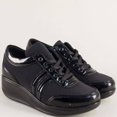 Дамски спортни обувки с връзки в черен цвят a215nch