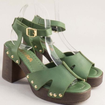 Екстравагантни дамски сандали в зелен цвят на висок ток и платформа a6281z