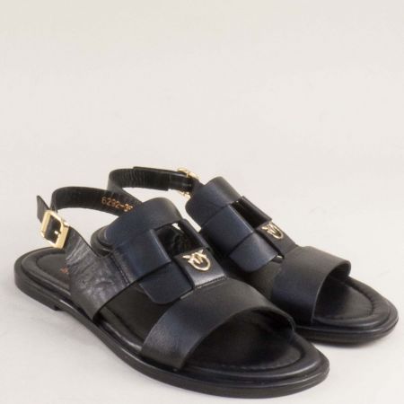 Кожени дамски сандали на комфортно ходило в черен цвят a6292ch