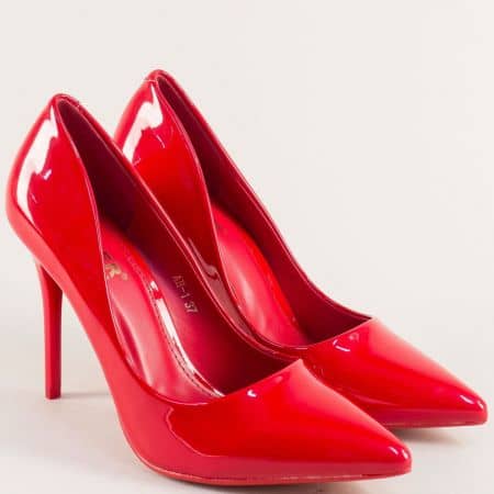 Дамски обувки на елегантен висок ток в червен цвят ah1chv
