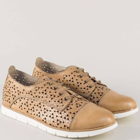 Равни дамски обувки от кафява естествена кожа- Nota Bene amina983ak
