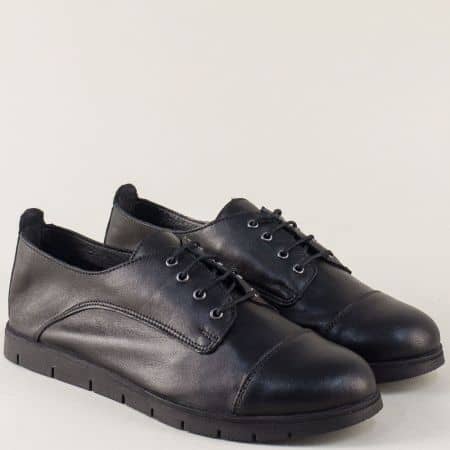 Дамски обувки с връзки от черна естествена кожа amina983ch