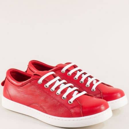 Спортни дамски обувки от естествена кожа в червен цвят b326chv
