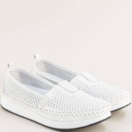 Перфорирани дамски бели обувки от естествена кожа b601b