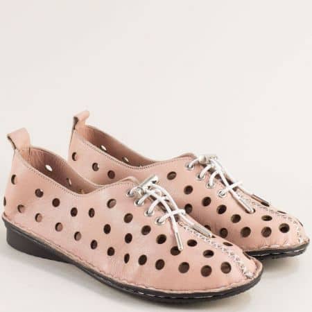 Ежедневни дамски обувки естествена кожа в розово b777rz