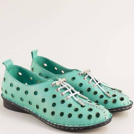 Зелени равни  дамски обувки естествена кожа  b777z