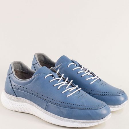 Спортни дамски обувки в син цвят от естествена кожа b921s