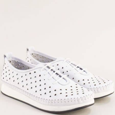 Дамски спортни обувки естествена кожа в бял цвят bo02b