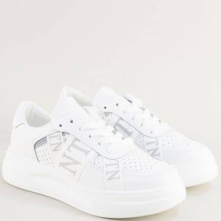 Спортни дамски обувки в бяло на платформа c01b