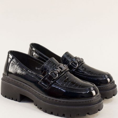 Черна лачена обувка на платформа c3-40lch