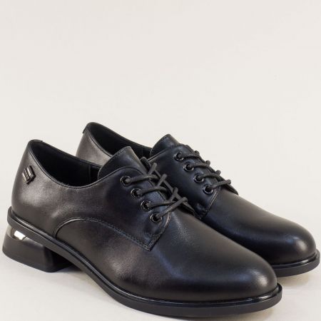 Черна обувка на нисък ток от еко кожа  c5157ch