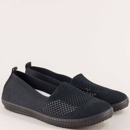 Спортни дамски обувки от текстил в черен цвят на равно ходило ca01ch