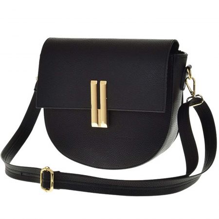 Стилна дамска чанта с регулираща се дръжка в черен цвят  ch2505ch