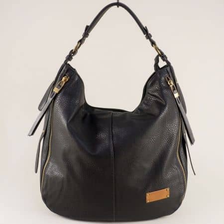 Черна дамска чанта, тип торба с къса дръжка ch002ch