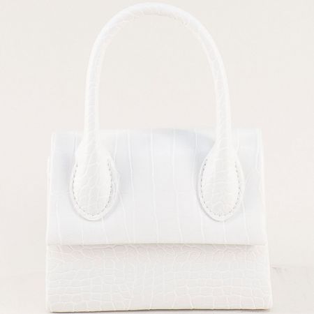 Бяла дамска чанта с кроко принт ch0165krb