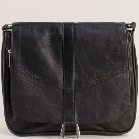 Черна спортна чанта от естествена кожа за през врата ch0301ch