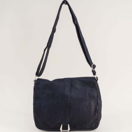 Малка дамска чанта за през рамо от естествена кожа в син цвят ch0301nzs