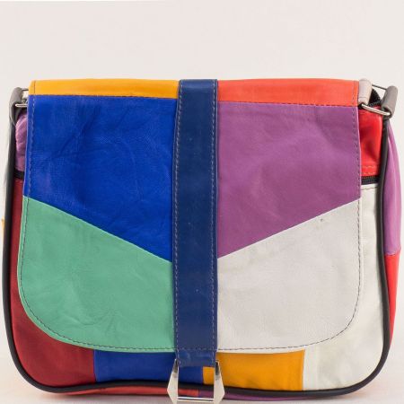 Цветна дамска чанта за през рамо от естествена кожа ch0301ps1