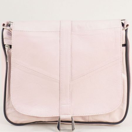Розова дамска чанта с метална тока естествена кожа ch0301rz