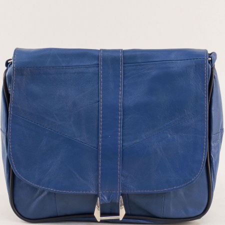 Малка спортна чанта естествена кожа в син цвят ch0301s