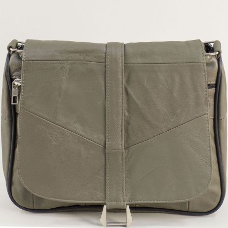 Зелена дамска чанта за през рамо естествена кожа ch0301z