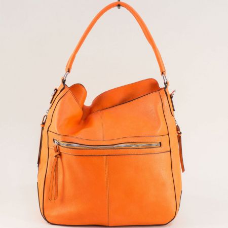 Дамска чанта тип торба в оранжев цвят с две прегради ch0308o