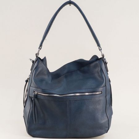 Синя дамска чанта с практичен заден джоб ch0308s