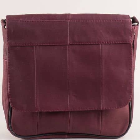 Всекидневна дамска чанта в бордо цвят естествена кожа ch0311bd