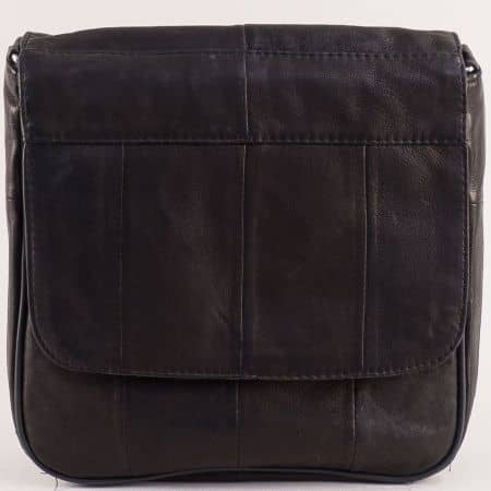 Черна спортна чанта от естествена кожа за през врата ch0311ch