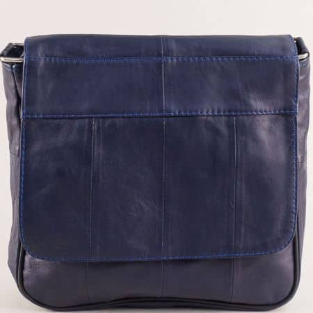 Спортна дамска синя чанта естествена кожа ch0311ts