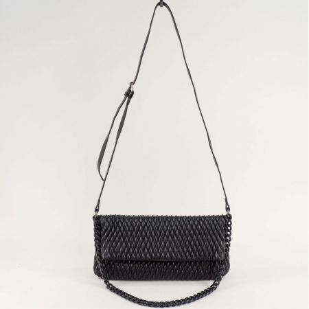 Малка компактна дамска чанта в черно с една преграда ch0335ch