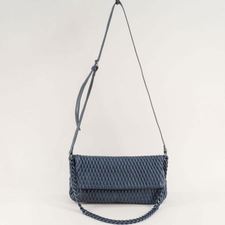 Синя кокетна дамска чанта с една преграда ch0335s
