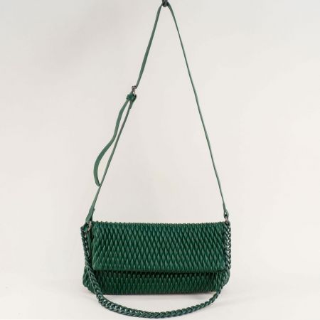 Малка компактна дамска чанта в зелен цвят за през рамо ch0335z