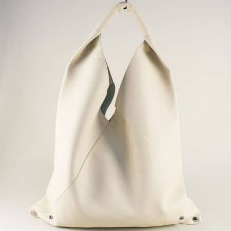 Дамска чанта, тип торба в бежов цвят с една дръжка ch036bj