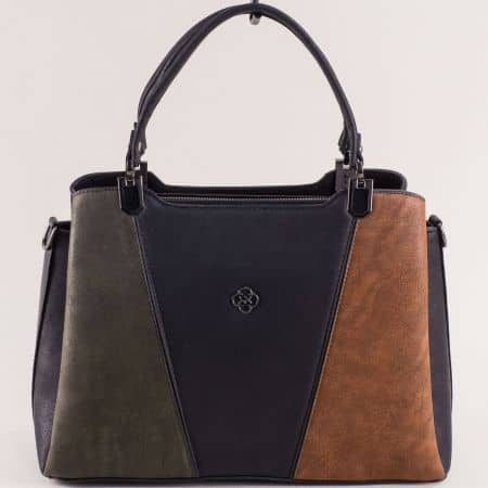 Интересна дамска чанта в черен сив и кафяв цвят ch0401chps