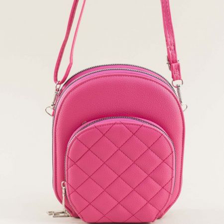 Малка ежедневна дамска чанта в цикламен цвят  и презрамка ch043ck