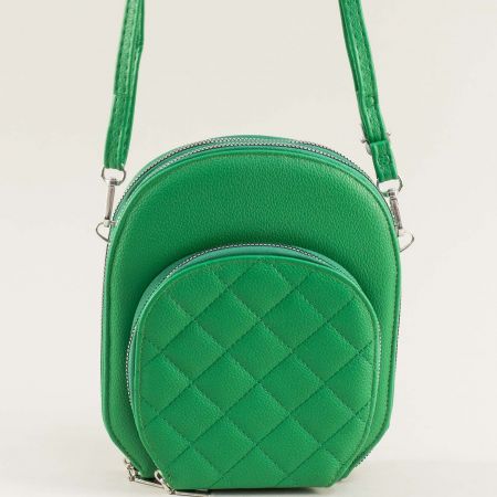 Ежедневна дамска чанта в зелен цвят от еко кожа ch043z