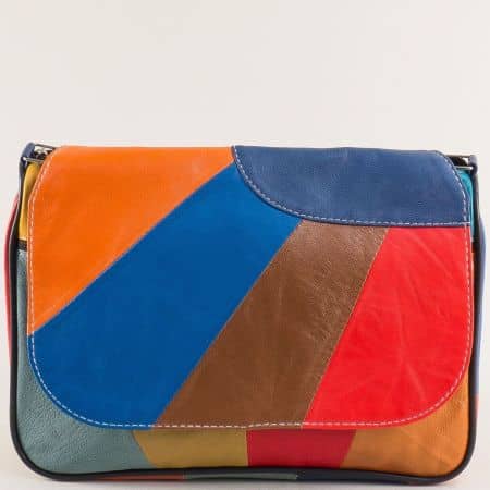 Дамска чанта в кафяво, синьо, червено, жълто и зелено ch0504ps1