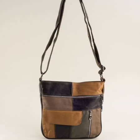 Дамска чанта в пъстър цвят от естествена кожа ch0506ps