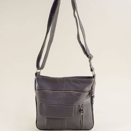 Ежедневна дамска сива чанта с една преграда и дълга дръжка ch0506sv