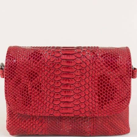 Дамска чанта със змийски принт в червен цвят ch0604zbd