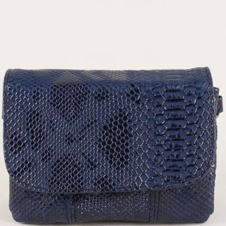 Дамска чанта със змийски принт в тъмно син цвят ch0604zs